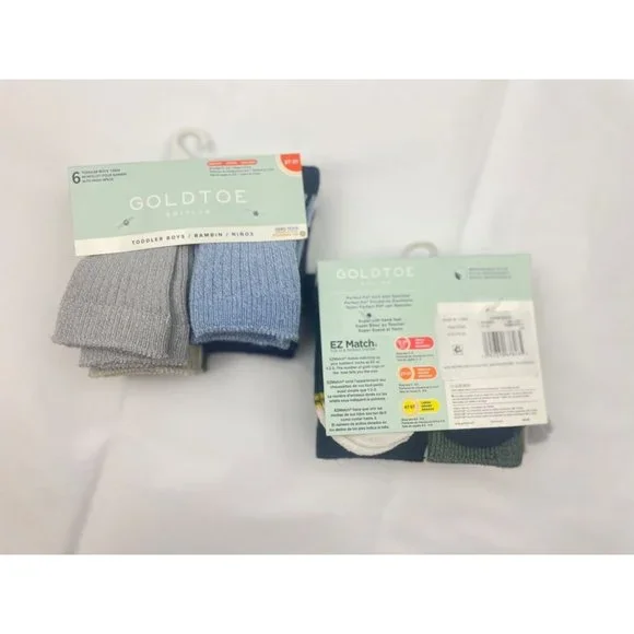 2-GOLDTOE Toddler Crew Boy 6-pack Socks 2T-3T - Picture 8 of 8